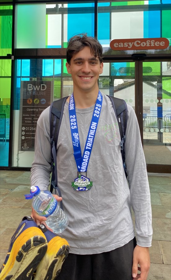 Luís Gil after completing the Darwen Standard Triathlon